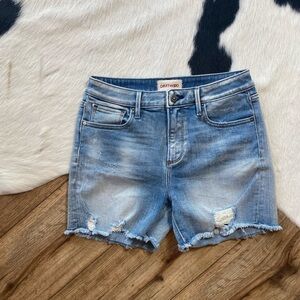 Driftwood distressed denim shorts